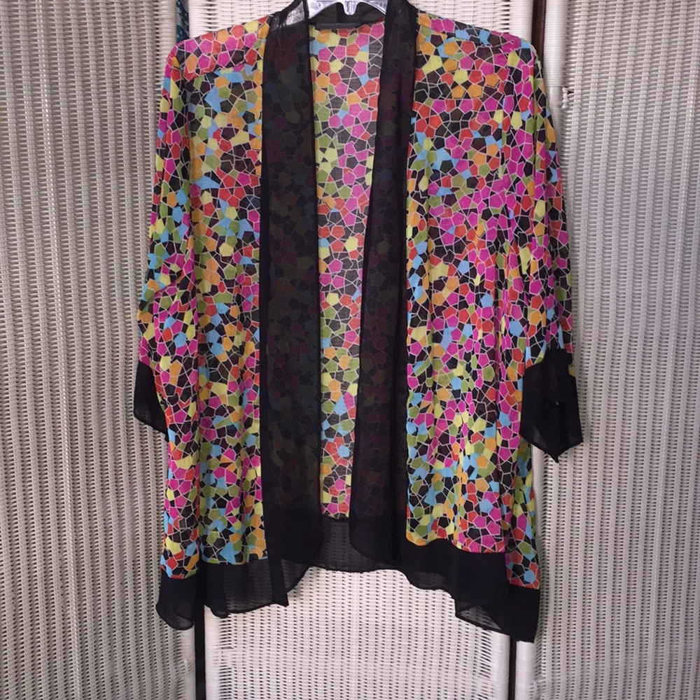 Sheer 3/4 Sleeve Coverlet, Multicolored